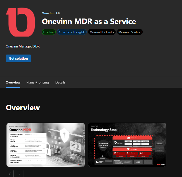 Onevinn MDR Now Available on Microsoft Security Store